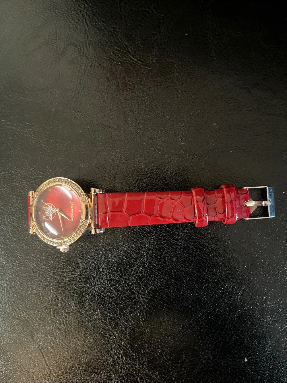Red Crystal Accent Women's Watch
